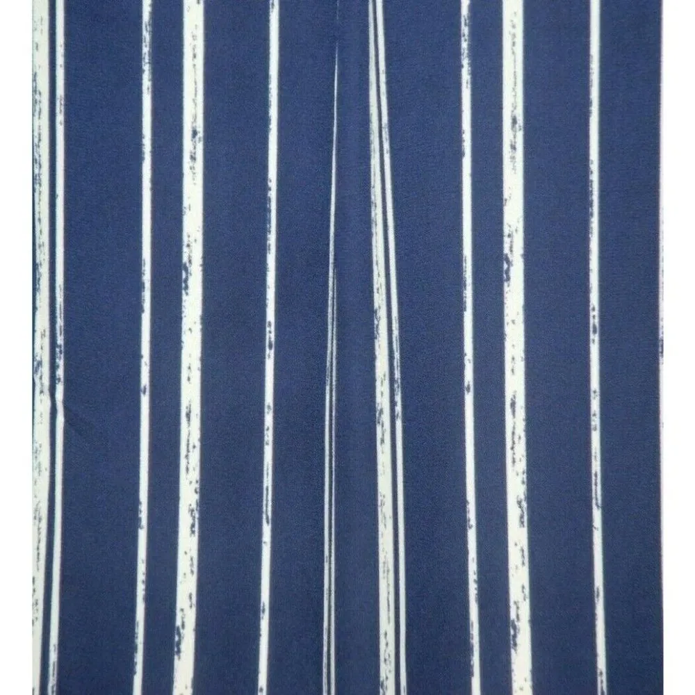 LUSH Ladies Blouse Top Size S Navy Blue White Wrap Look Long Sleeve Striped - Image 7