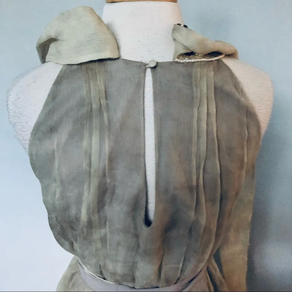 Alice + Olivia Gray Tan Silk Tie Dye Party Cocktail Dress Size S - Image 9