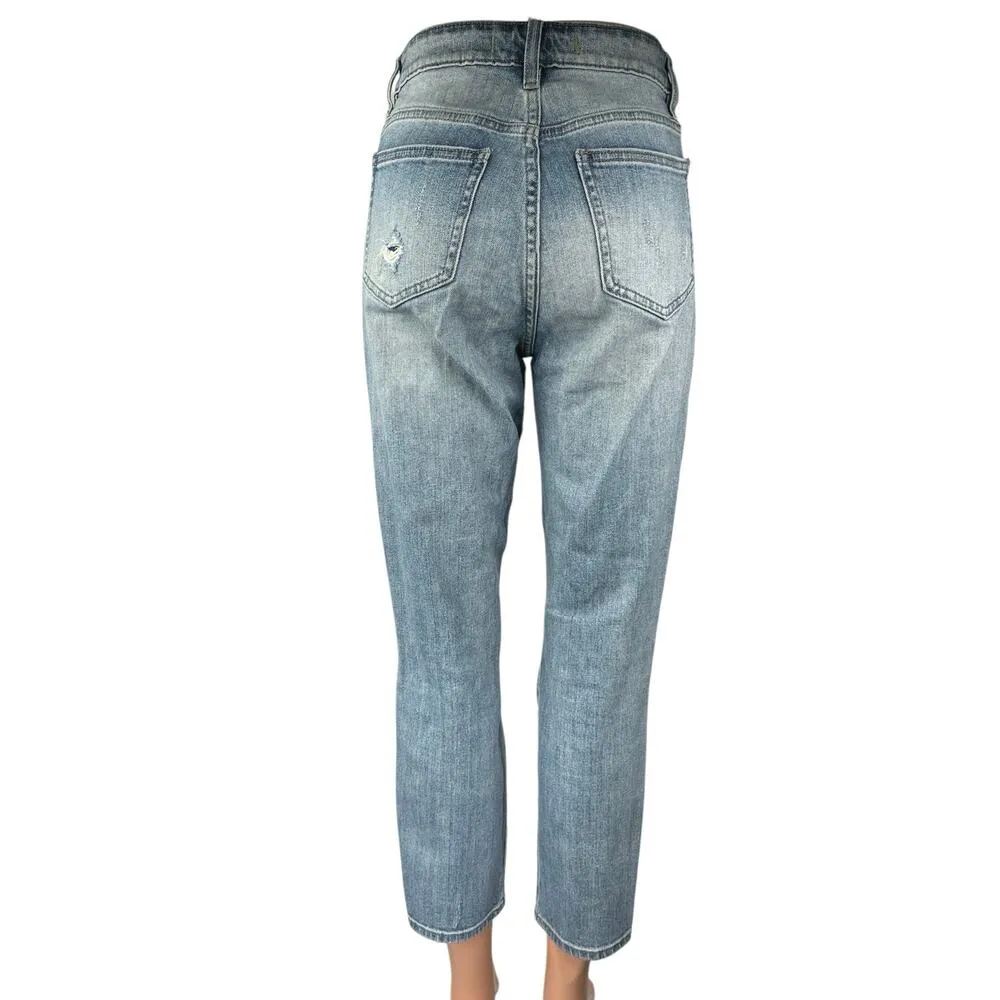 Eunina Tobi Women's Blue Distressed Super High Rise Crop Denim Mom Jeans Size 5 - Image 3