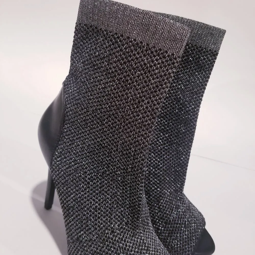 GUESS Shimmer Peep Toe Ankle Boots Stiletto Heels Party Shoes - Image 7