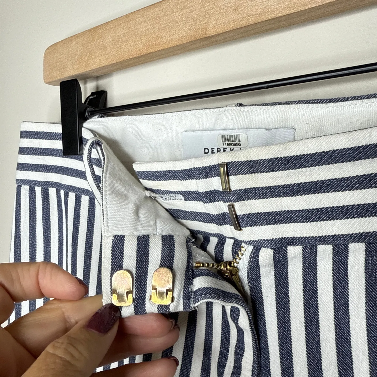 Derek Lam 10 Crosby Size 4 Striped Crop Flare Trousers Pant Work to Weekend Chic - Image 5