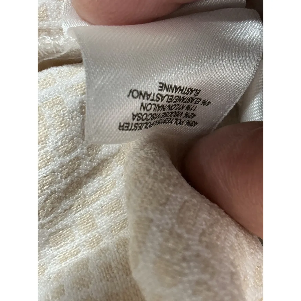 Womans Anne Klein Blazer Large Beige White button Padded Shoulders - Image 5