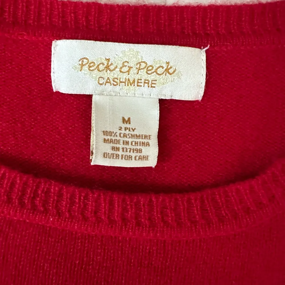 Peck & Peck Size Medium 100% Cashmere Red Pullover Long Sleeve Sweater - Image 5