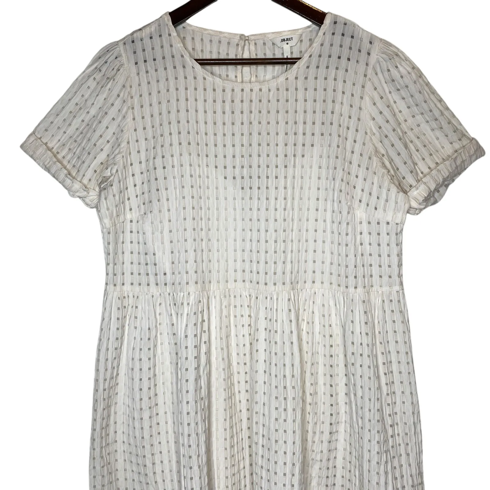 Object Vita Silk Blend Gingham Dress White Size XL - Image 2