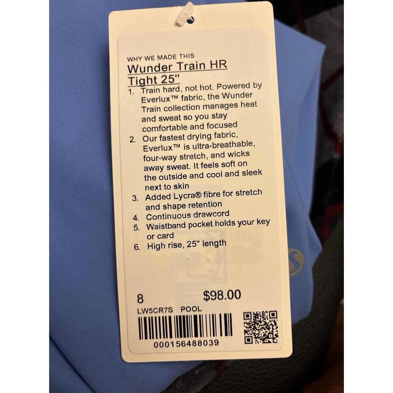 Lululemon Women Wunder Train High Rise Tight 25” Pool Blue Size 8 New w/tag $98 - Image 4