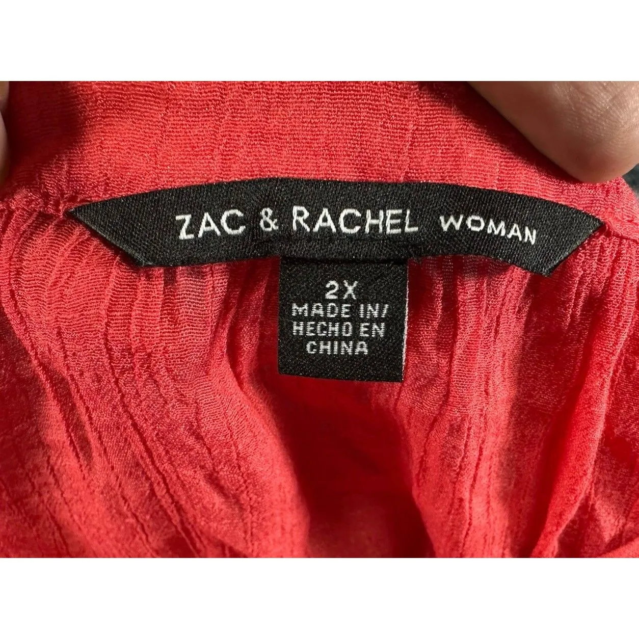 Zac & Rachel Women's Coral Orange Tunic Top Plus Size 1X Roll Tab Sleeve V - Image 9