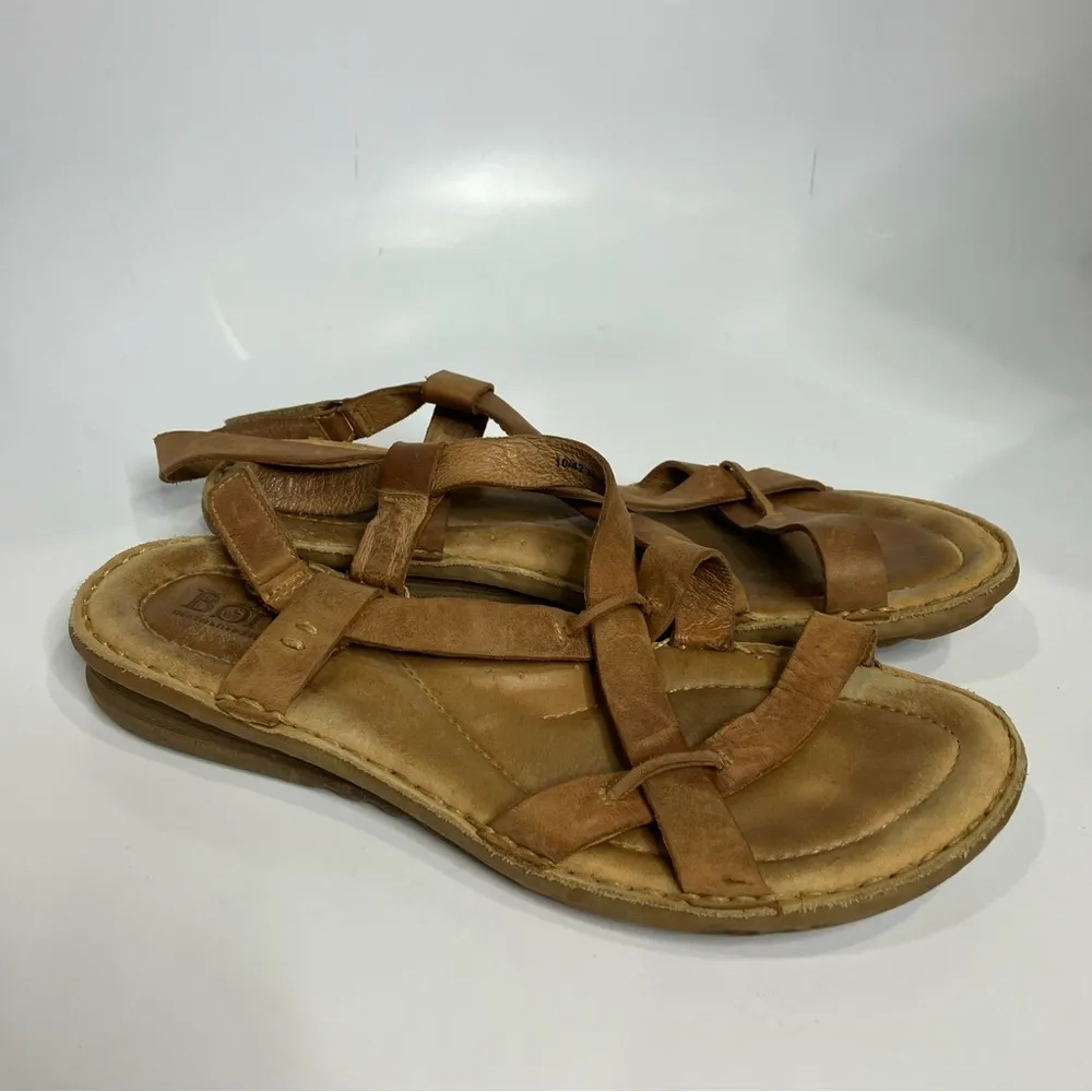 Born Rainey Strappy Sandals tan leather women’s size 10/42 casual boho‎ cottage - Image 2