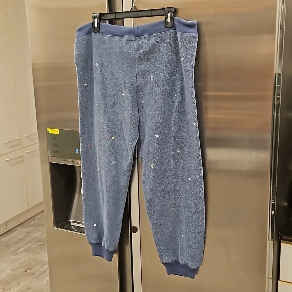 💕THE GREAT💕 Sherpa Cropped Sweatpant Vintage Navy Ditsy Floral Embroidery 2 M Blue Size M - Image 10