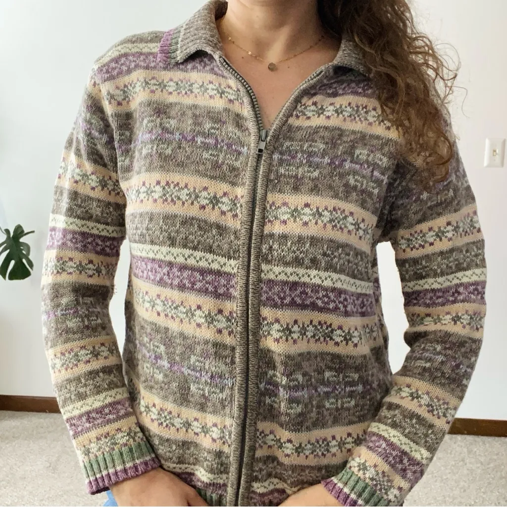 VINTAGE 90s TIARA Fair Isle Knit Cardigan - Image 2