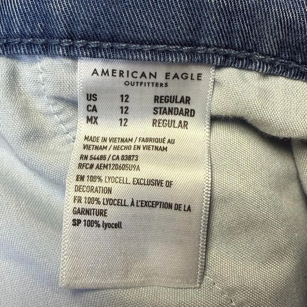 American Eagle Blue Wide Leg Trousers Womens 12 High Rise Lyocell Pants Boho - Image 8