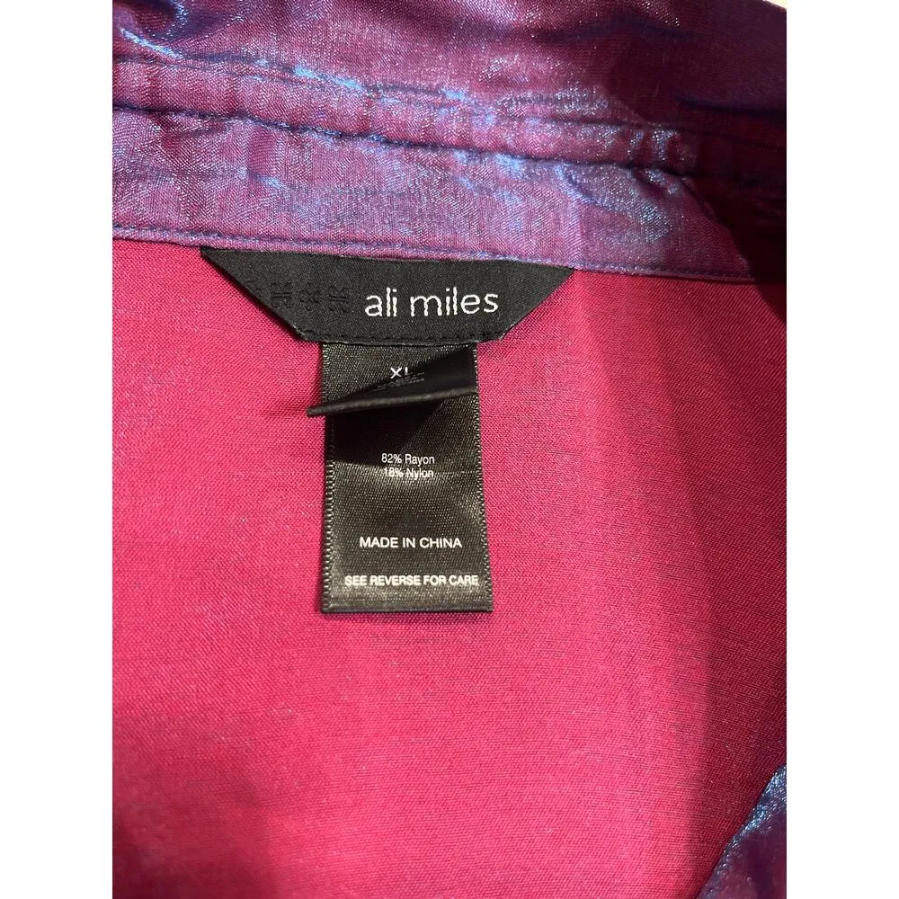 Ali Miles Iridescent button front tunic top XL Purple - Image 7