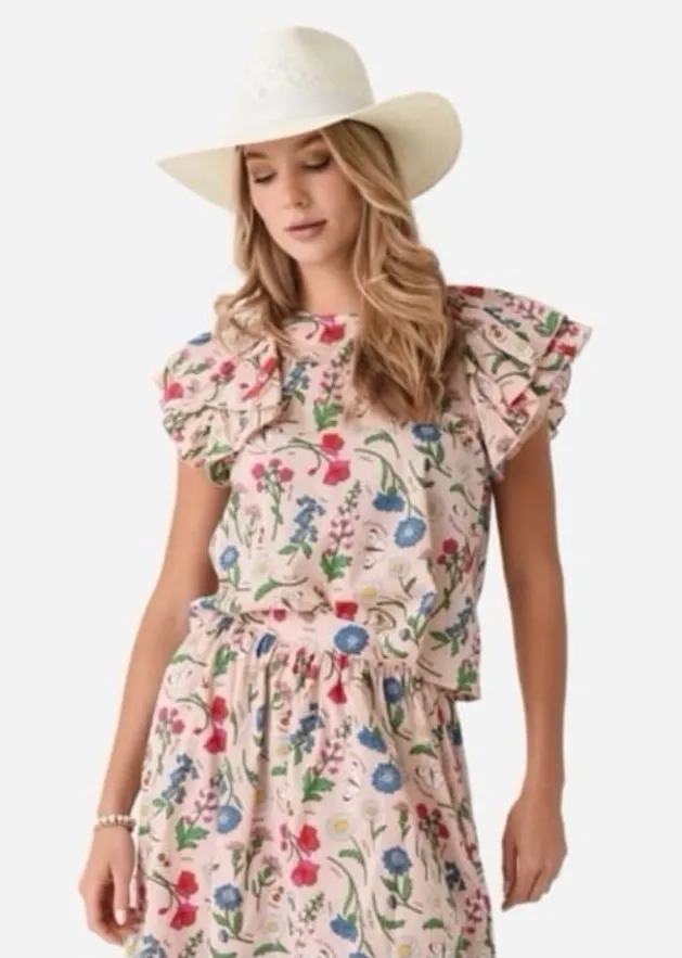 Sur La Vague Ruffle Top Blue Size M - Image 2