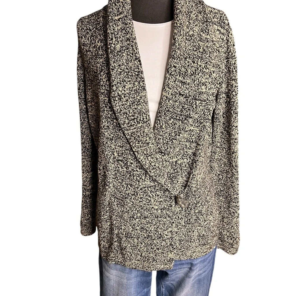 LRL Lauren Ralph Lauren Jeans L Wrap Sweater Toggle Cardigan Tweed Knit Cotton - Image 2