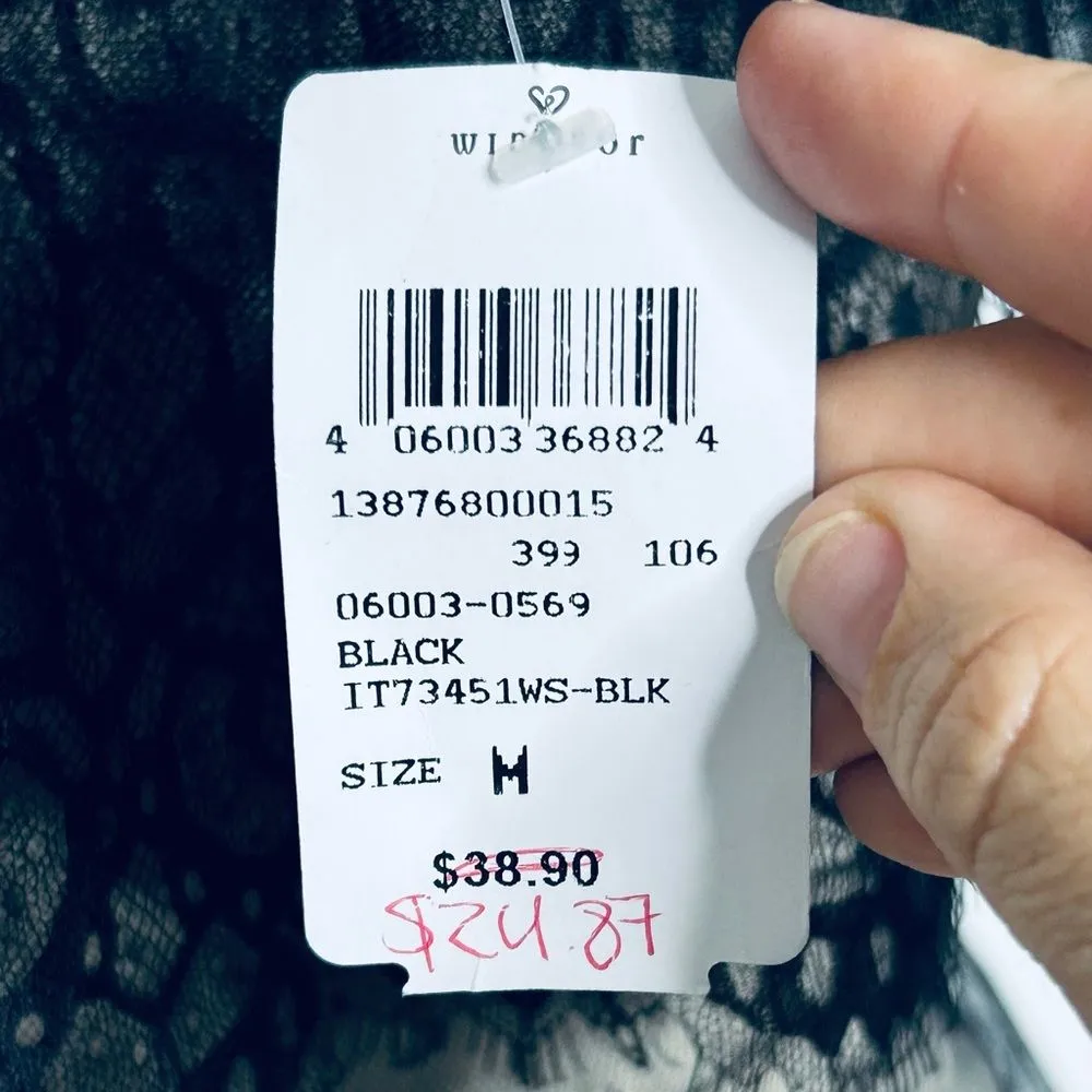 NEW Windsor Sheer Black Lace Bodysuit size Medium - Image 7