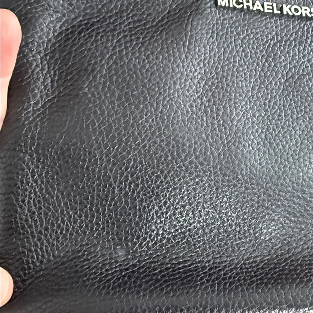 Michael Kors Double Zip Crossbody Bag Black Pebbled Leather & Signature Logo PVC - Image 16