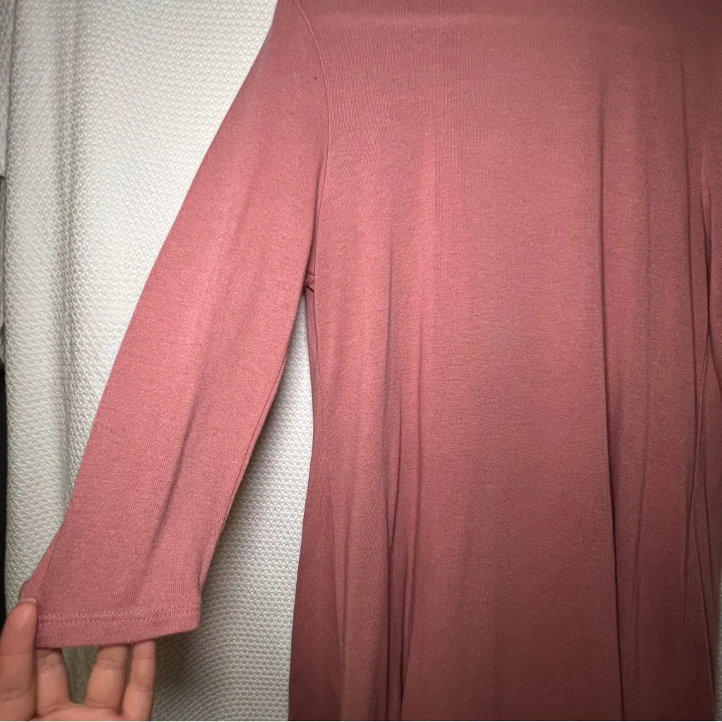 Olivia Blu Women's Dusty Rose Open Front‎ Long Style Cardigan Size L 3/4 Sleeves - Image 6