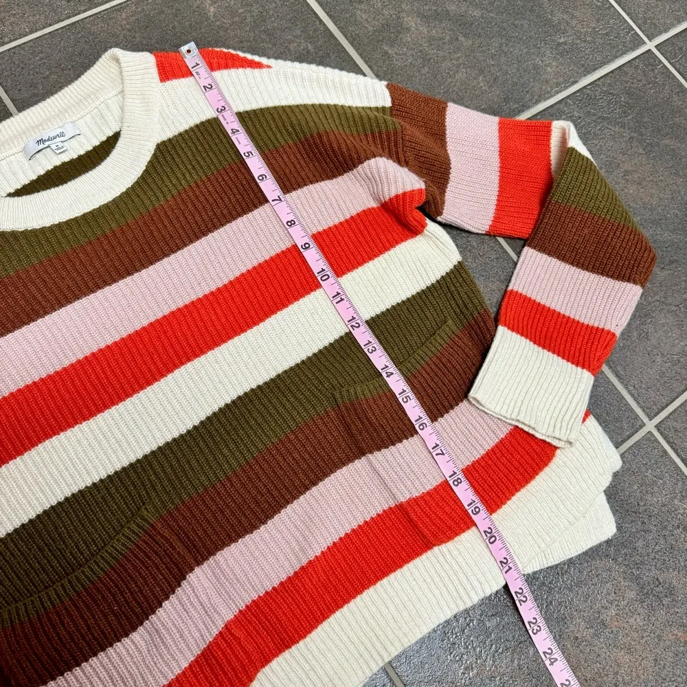 Madewell Patch Pocket Pullover Long Sleeve Knit Sweater Striped Medium M - Image 10