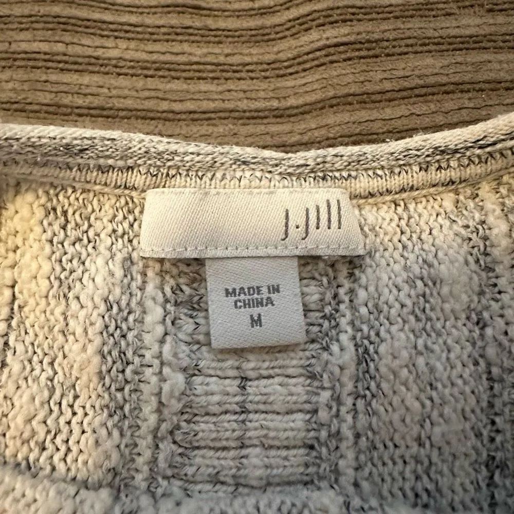 J. Jill gray and white striped frayed hem side slit sweater medium Gray - Image 5