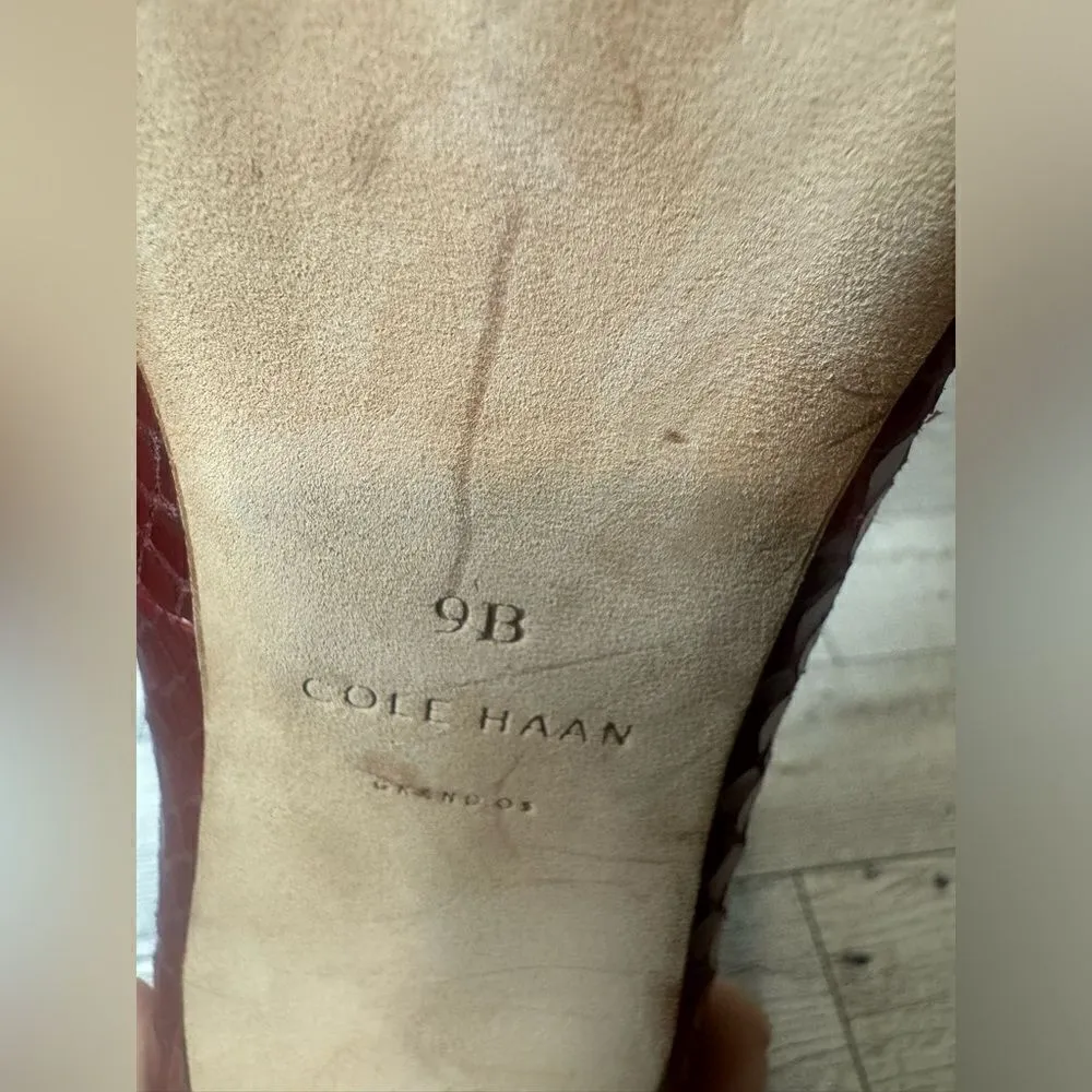 Cole Haan Burgundy snake print heels size 9b - Image 11