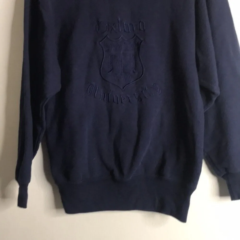 Vintage Oxford university navy blue pullover sweater unisex size small - Image 4