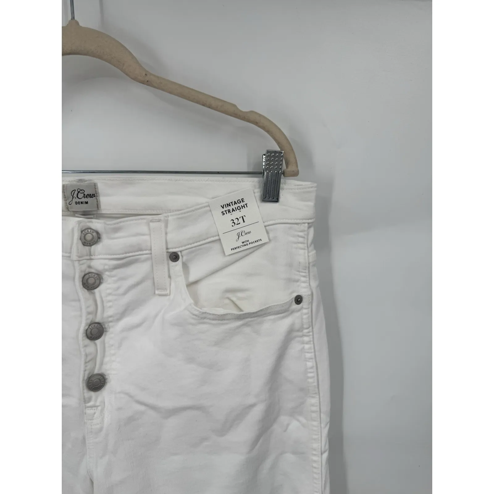 J. Crew Vintage Straight Button Fly Jean Women 32 Tall White NEW Preppy Denim Size undefined - Image 10