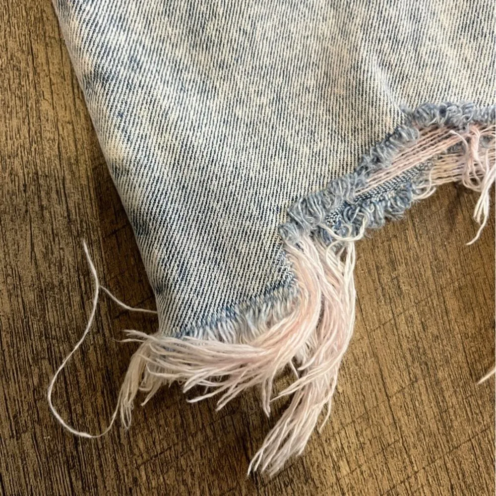 KanCan Buttonfly High Waisted Straight Leg Denim Jeans Size 9 Acid Wash Pink Hue Blue - Image 9