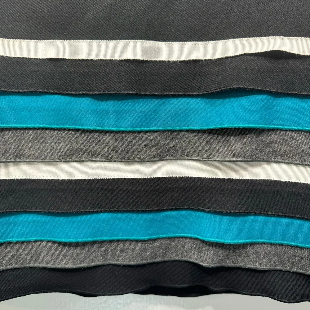 White House Black Market Black Mini Pencil Skirt with Turquoise & Gray Layers - Image 3