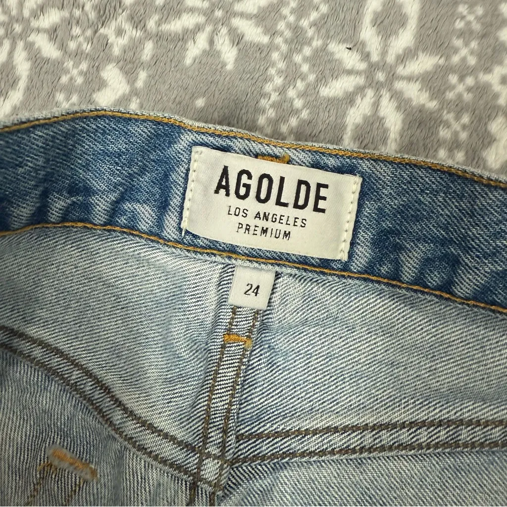 Agolde Parker Vintage Cut Off Short in Swapmeet Blue‎ Wash Distressed Size 24 - Image 6