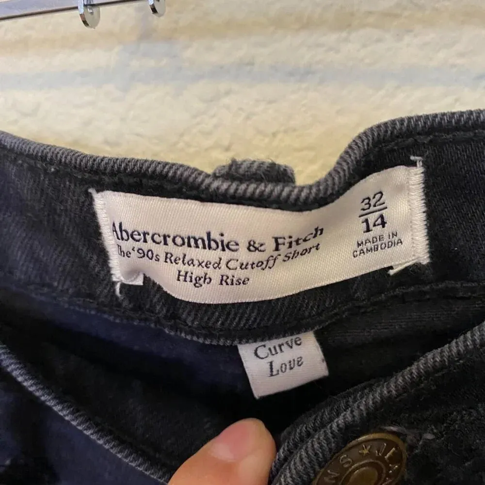 Abercrombie & Fitch The 90s Relaxed Cutoff High Rise Shorts Curve Love Sz 32 14‎ - Image 4