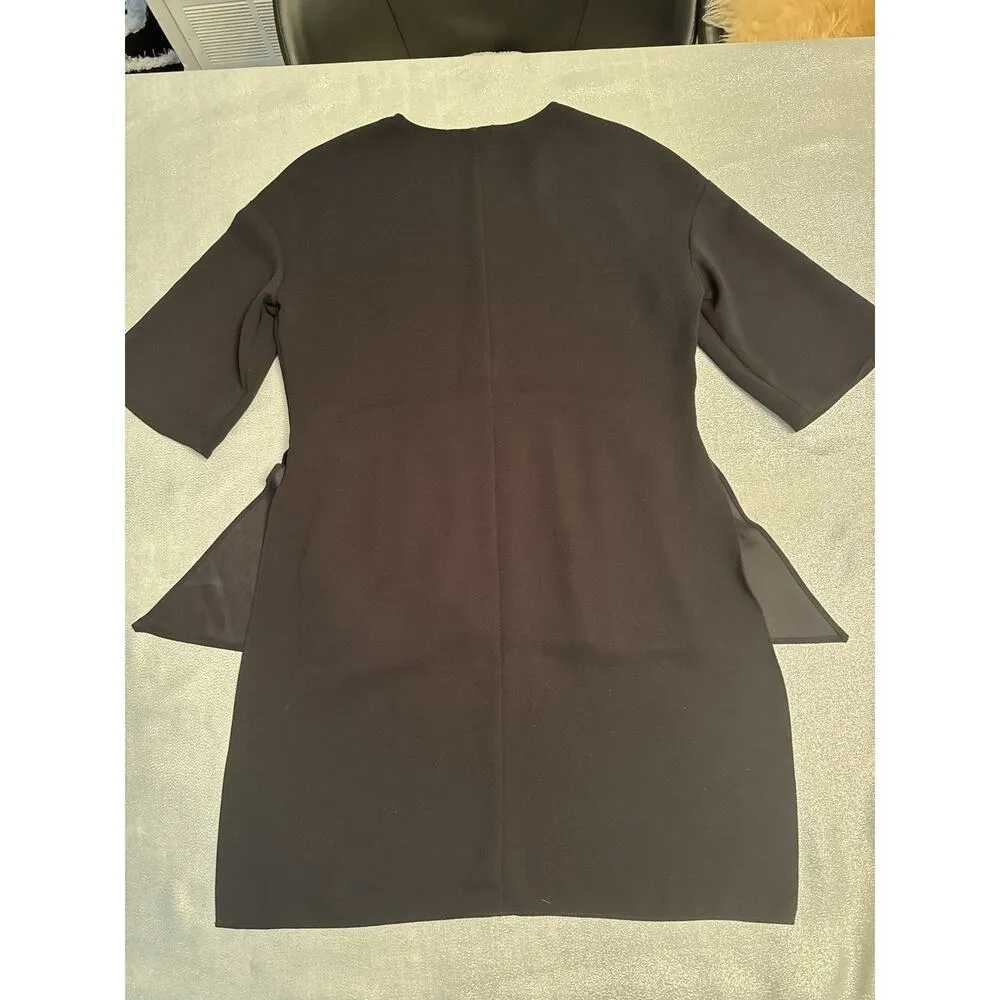 H&M High Low Shirt Black Women's US 4 Peplum Slits Quarter Sleeve Quiet Luxury - Image 5