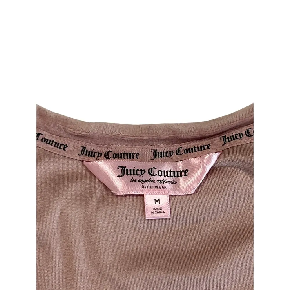Juicy Couture Rhinestone Velour Pink Top Women's Size M Y2K Mean Girls Stretch - Image 5