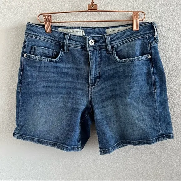 Pilcro and The Letterpress Slim Boyfriend Denim Jean Shorts Light Distressing 26 - Image 1