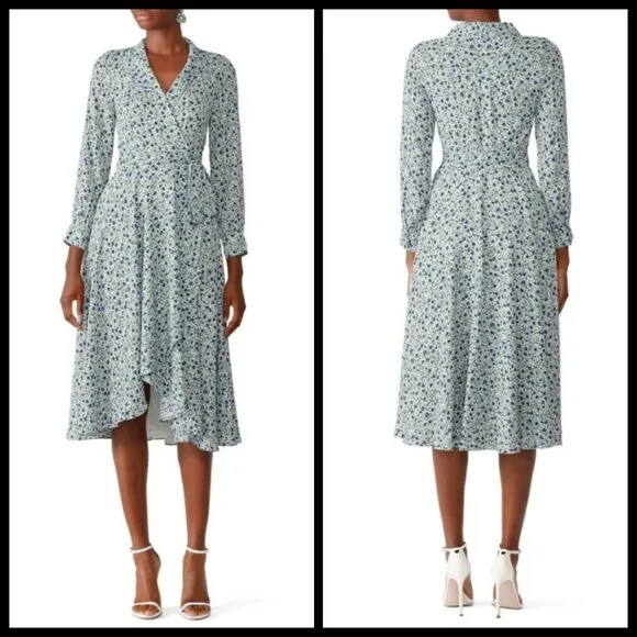 💕FAME AND PARTNERS💕 The Winslet Dress ~ Blue Floral Print US 2 Wrap Dress - Image 2
