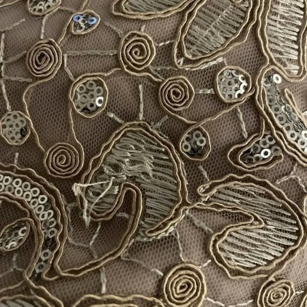 J S Collection Womens Lace Gown Dress Beige Floral Lined Zip Embellished 10 New - Image 10