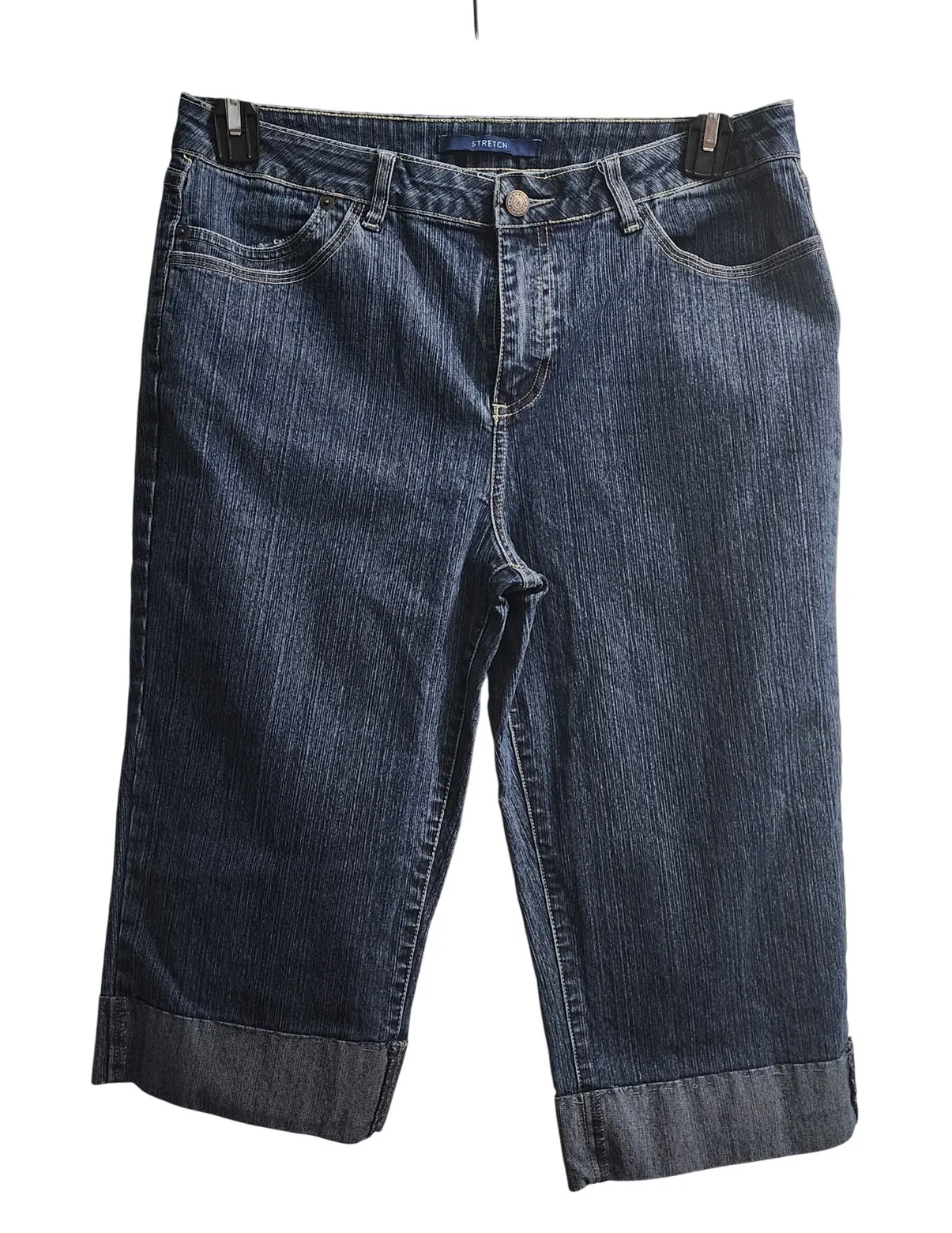 Bill Blass Jeans Womens Stretch Denim Capri Cuffed Blue Size 10 Cropped Pants - Image 1