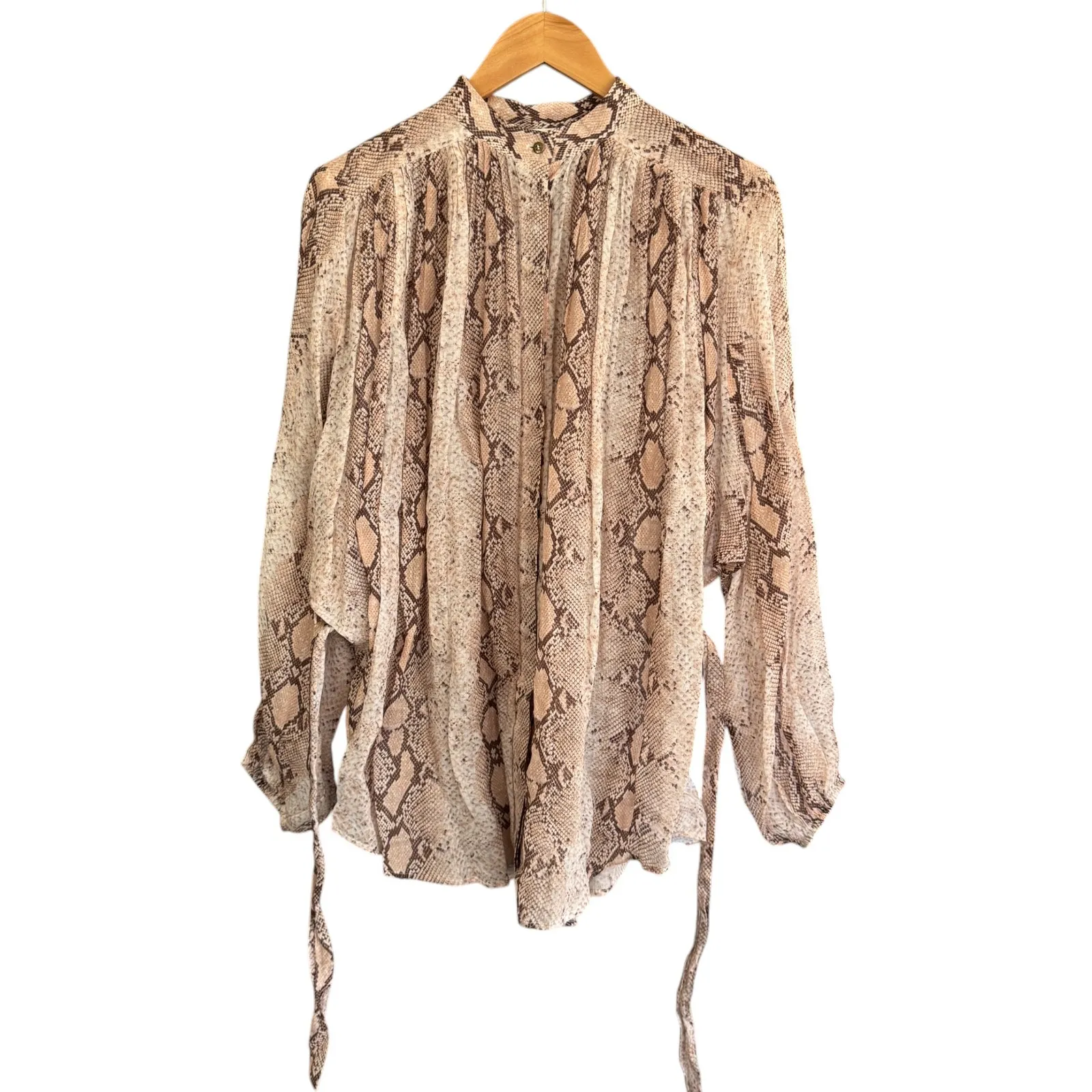 Zimmermann Bellitude Ramie‎ Batwing Sleeve Blouse Snake-Print - Image 4