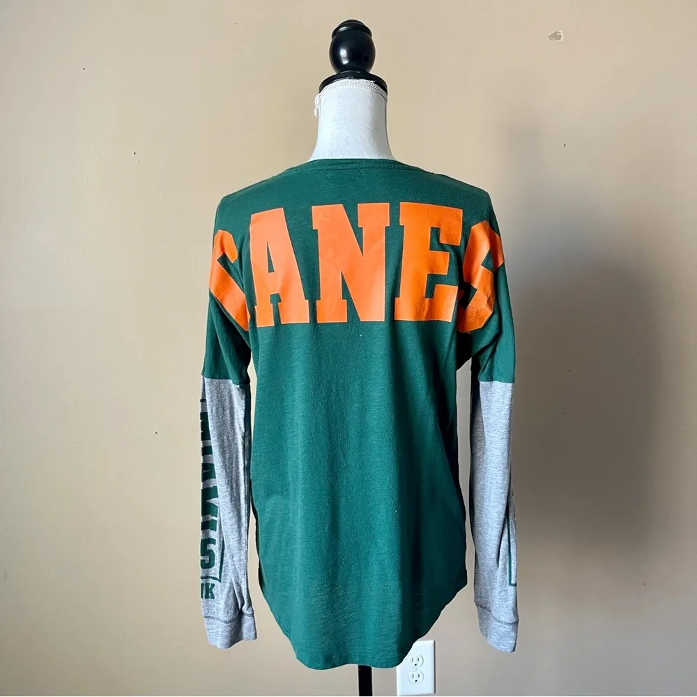 PINK VS | Green MIAMI HURRICANES Long Sleeve Tee Sz XS - Image 5