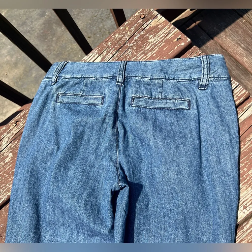 GH Bass Women's 100% Cotton Blue Chambray Denim Lightweight Capri Pants|Size:0 - Image 5