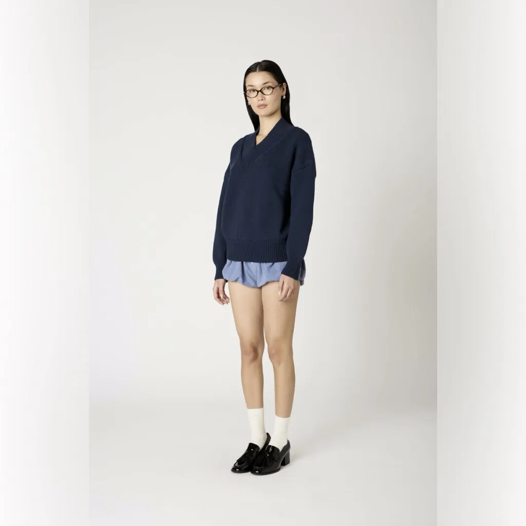 NIA Chia Pullover V Neck Oversized Sweater Size Small NWT Blue - Image 5