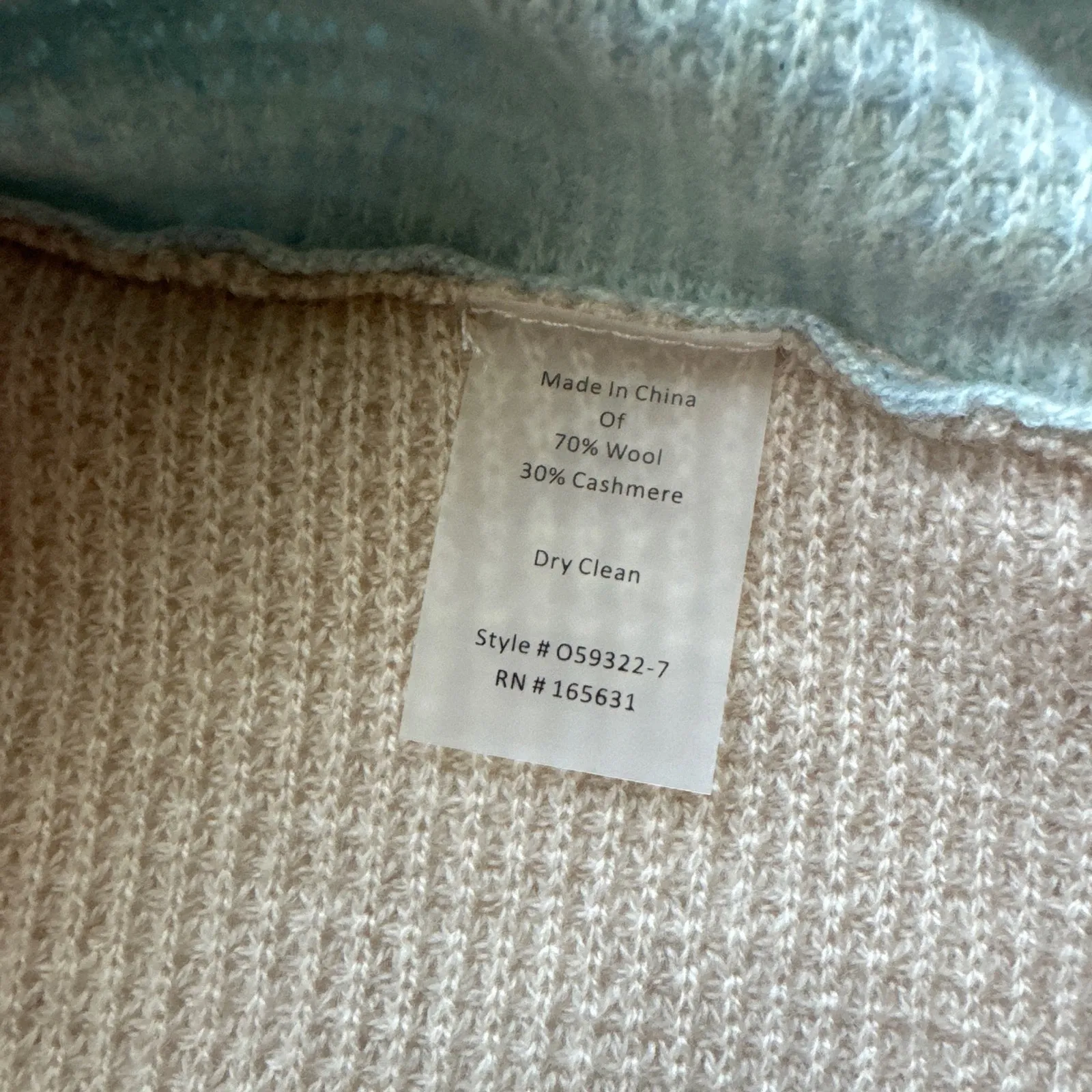 NWT Johnny Was Color Block Blue/ Beige Wool Cashmere Sweater Sz S - Image 3