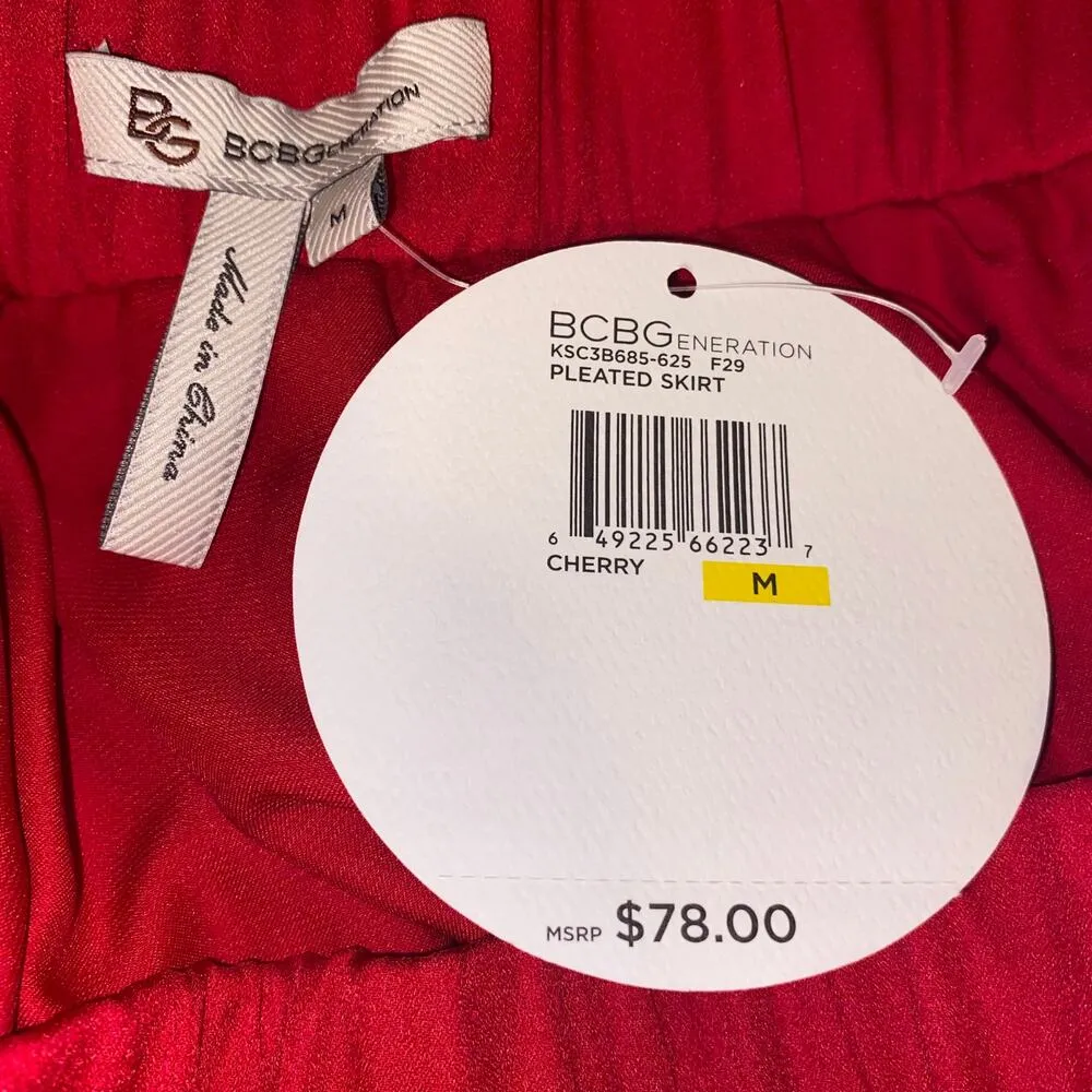 BCBGENERATION Red Vintage 2000s Accordion Pleated Mini Skirt - Image 4