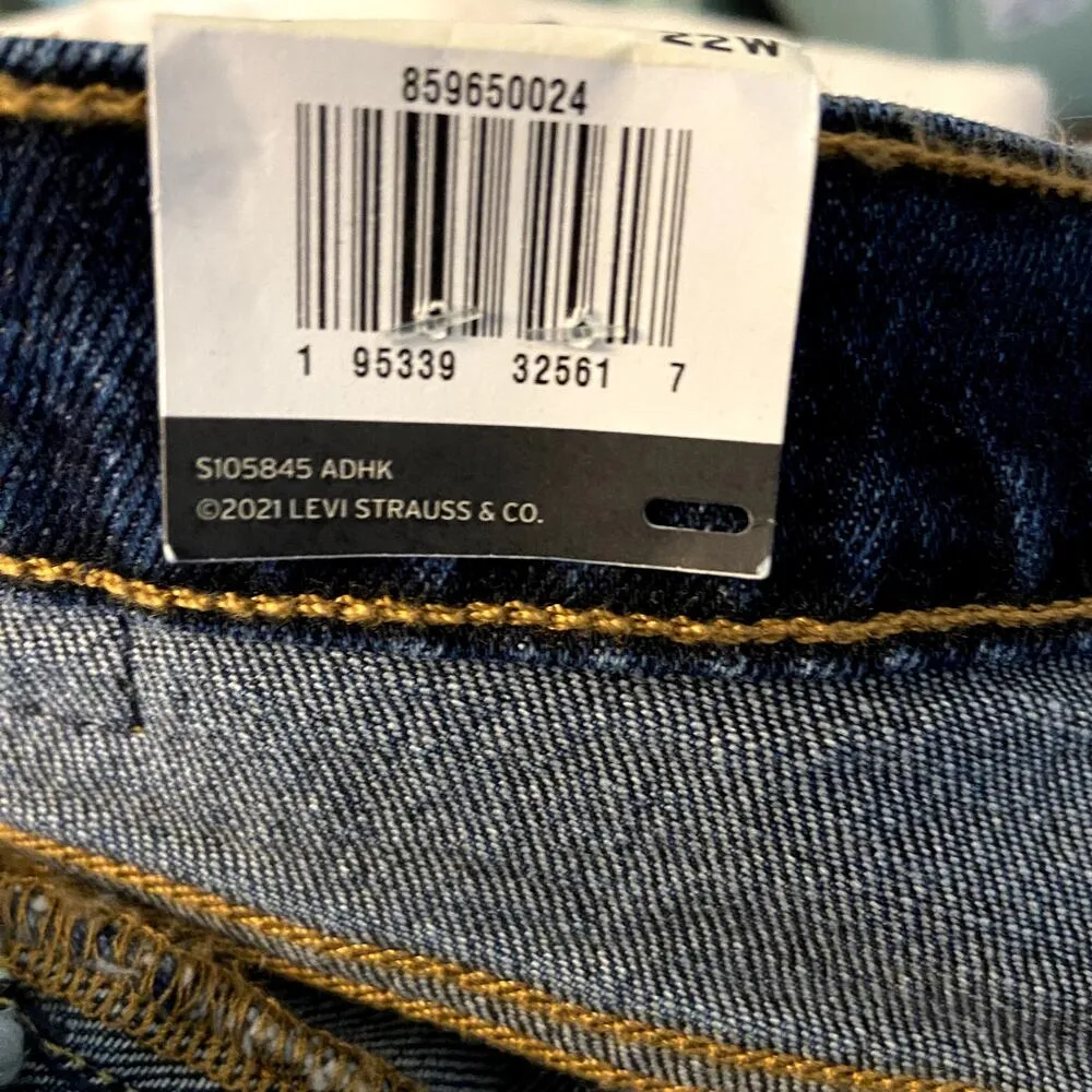 Levi's 501 Shorts Button Fly Mid Thigh High Rise Fray Hem Dark Wash 22W NWT - Image 6