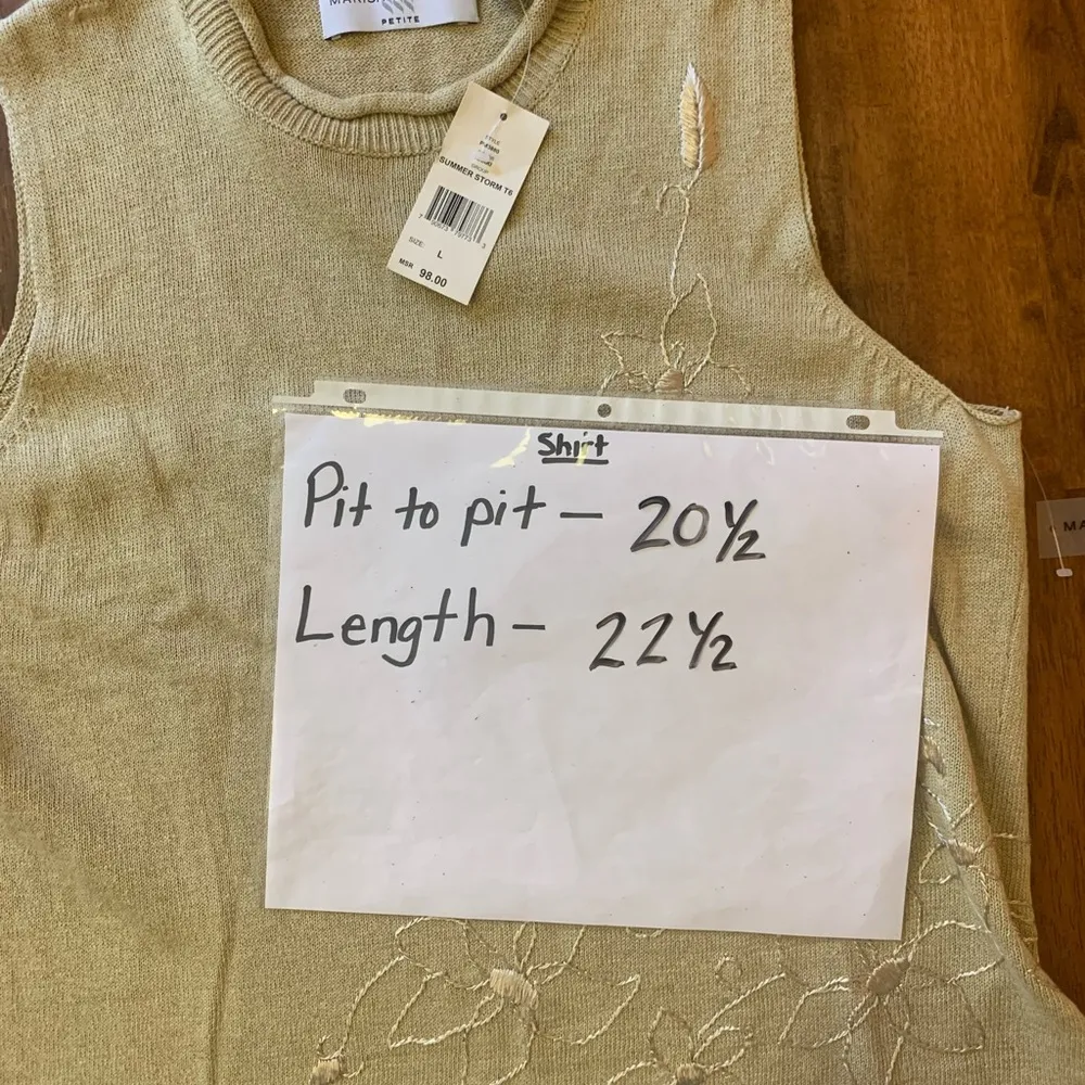 Marisa Christina NWT sweater vest Petite Large Khaki crew roll neck embroidered Size undefined - Image 5