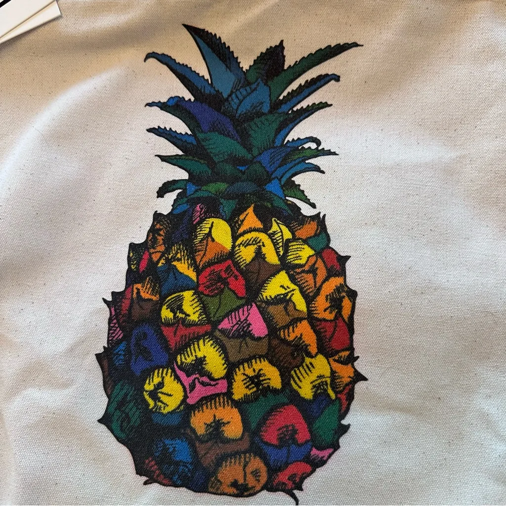 So’each Pineapple Leather & Canvas Totebag NWT Green - Image 3