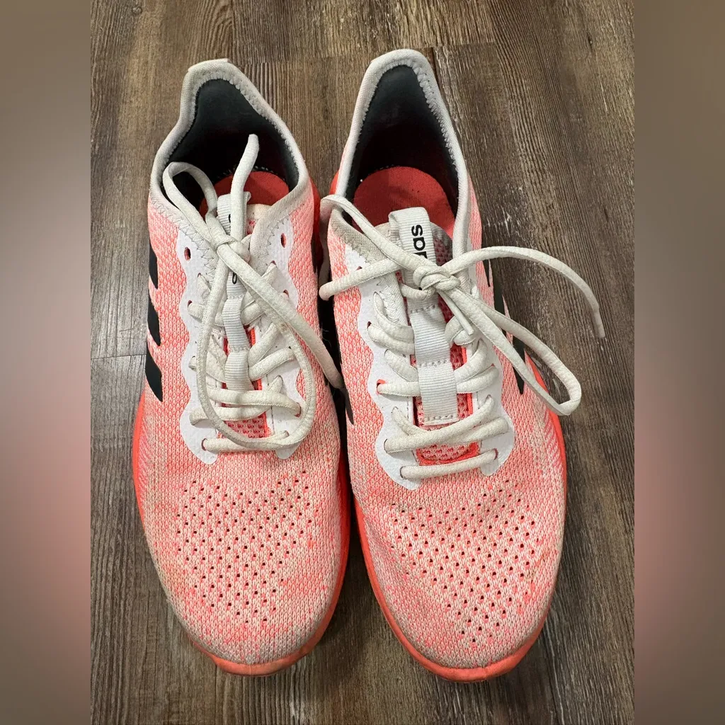 Adidas Bounce Pink Coral Running Sneakers 6 Activewear Walking Gym Workout - Image 2