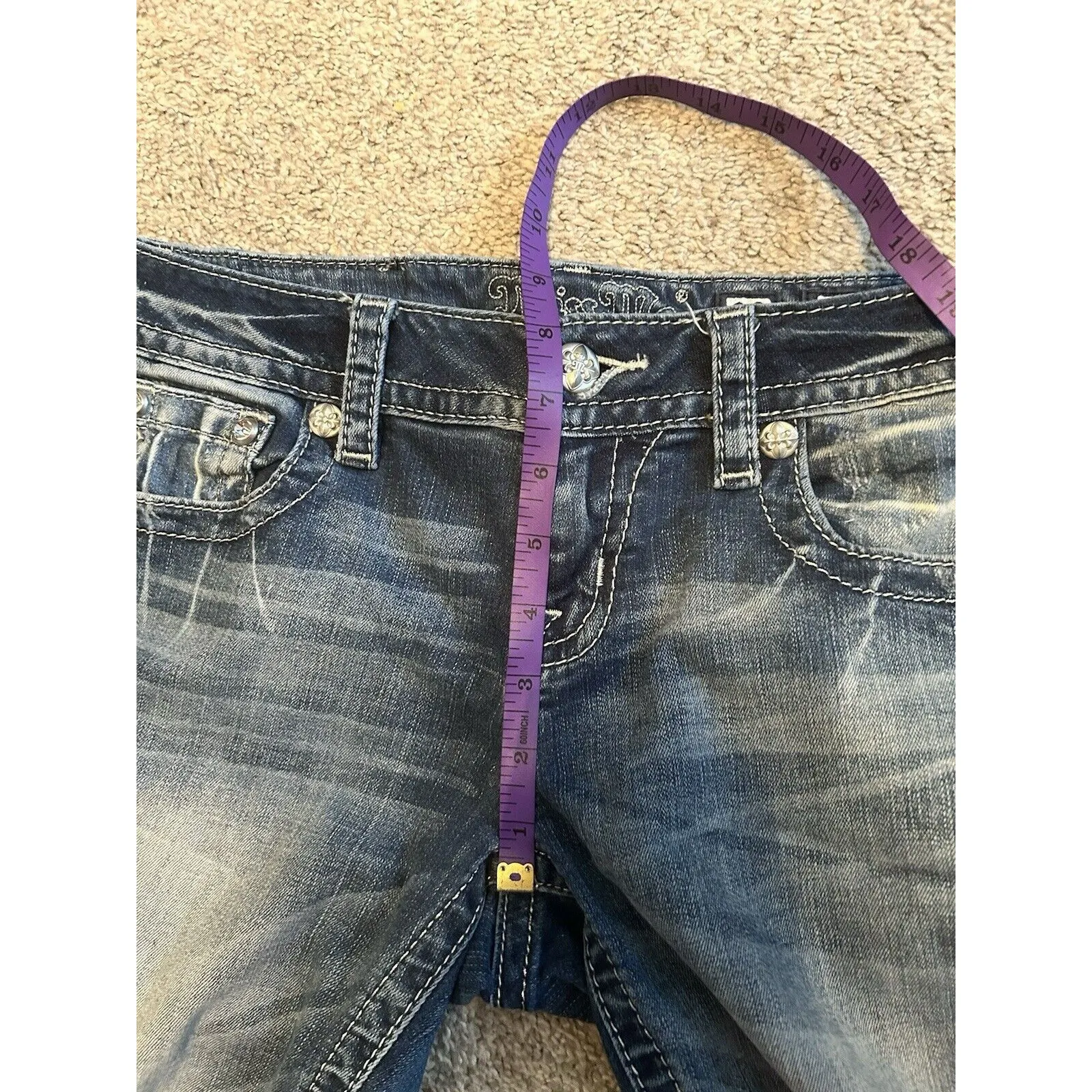 MISS ME Y2K Low Rise Signature Slim Boot Cut Denim Jeans Size 28 / 30.5 Inseam‎ - Image 5