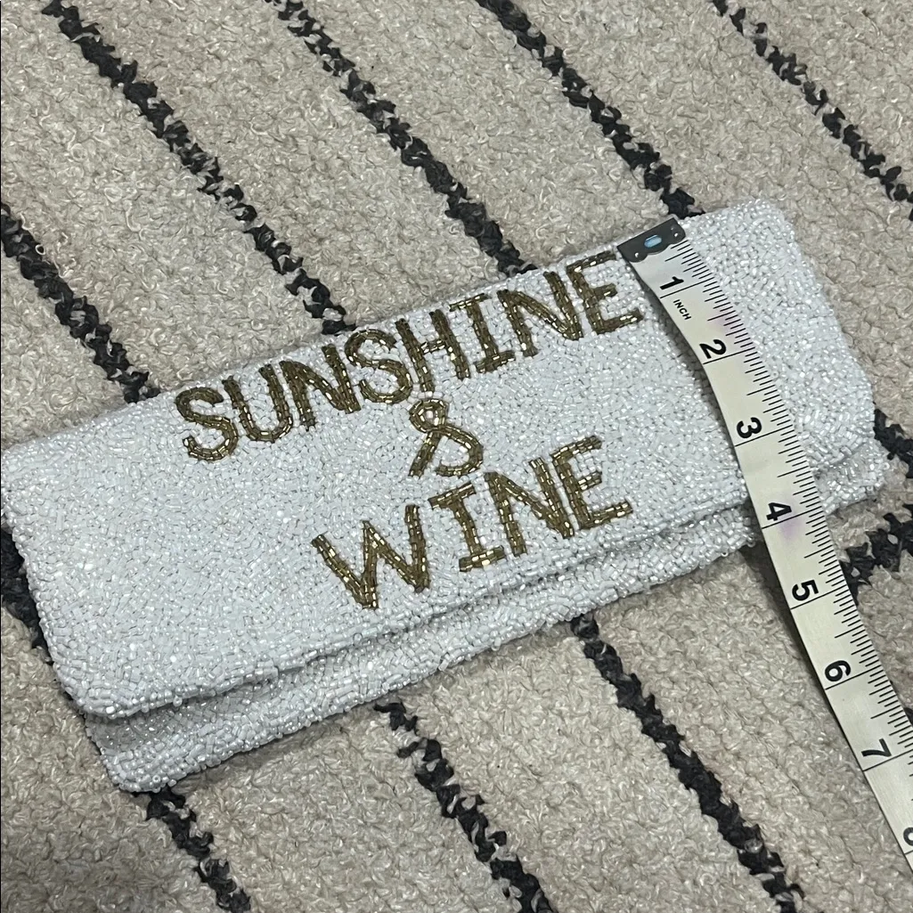 Tiana NY Grace Geier Fully Beaded Sunshine & Wine Clutch Wallet Purse White - Image 6