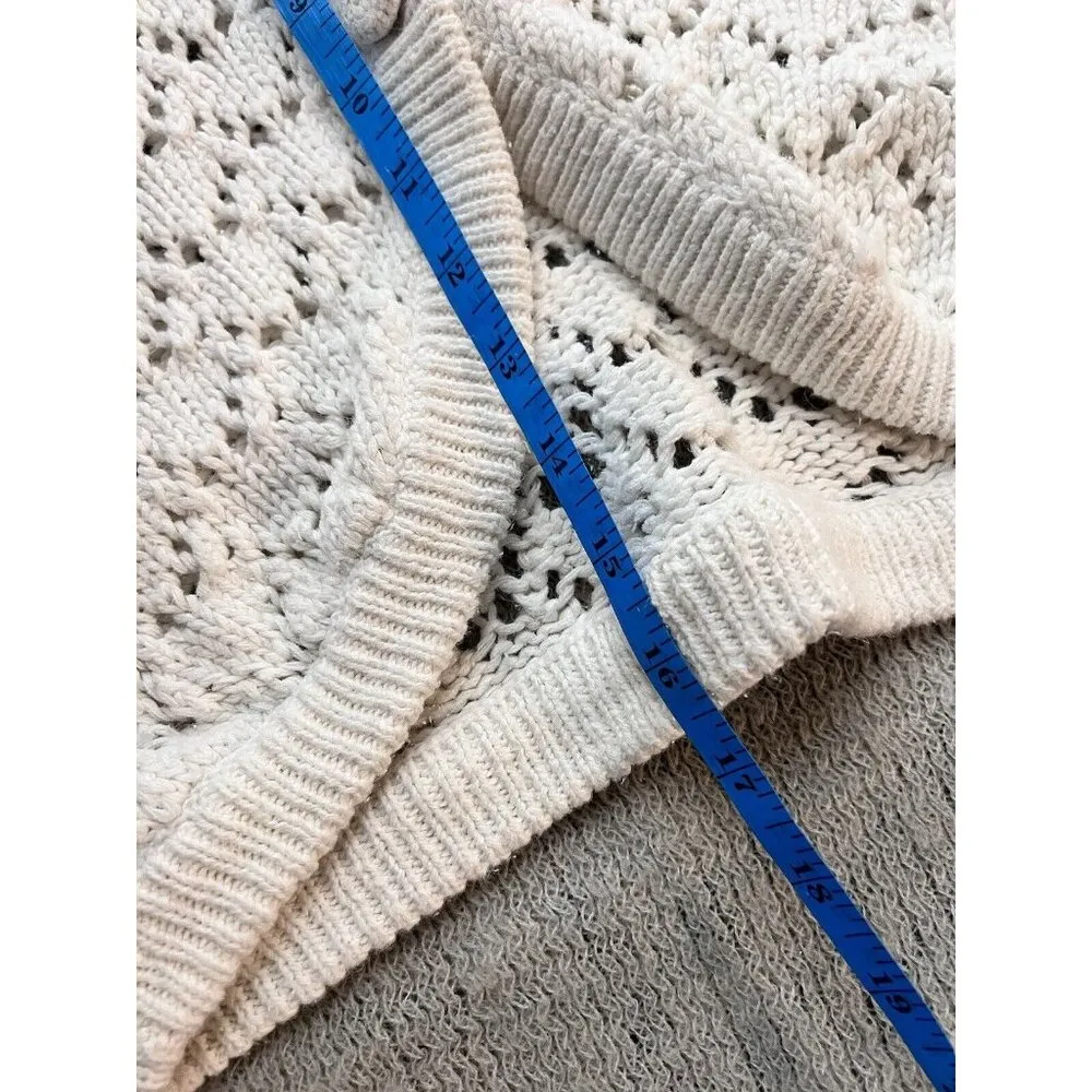 Vintage Croquet Club Y2K White Crochet Cottagecore Cropped Cardigan Size M - Image 6