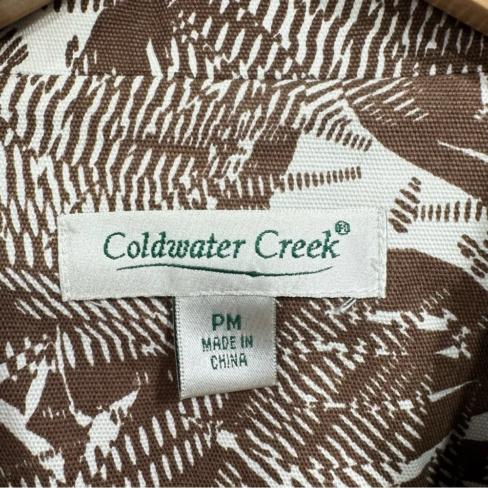 Coldwater Creek Brown & White Leaf Pattern 100% Cotton Long Sleeve Jacket MP - Image 12