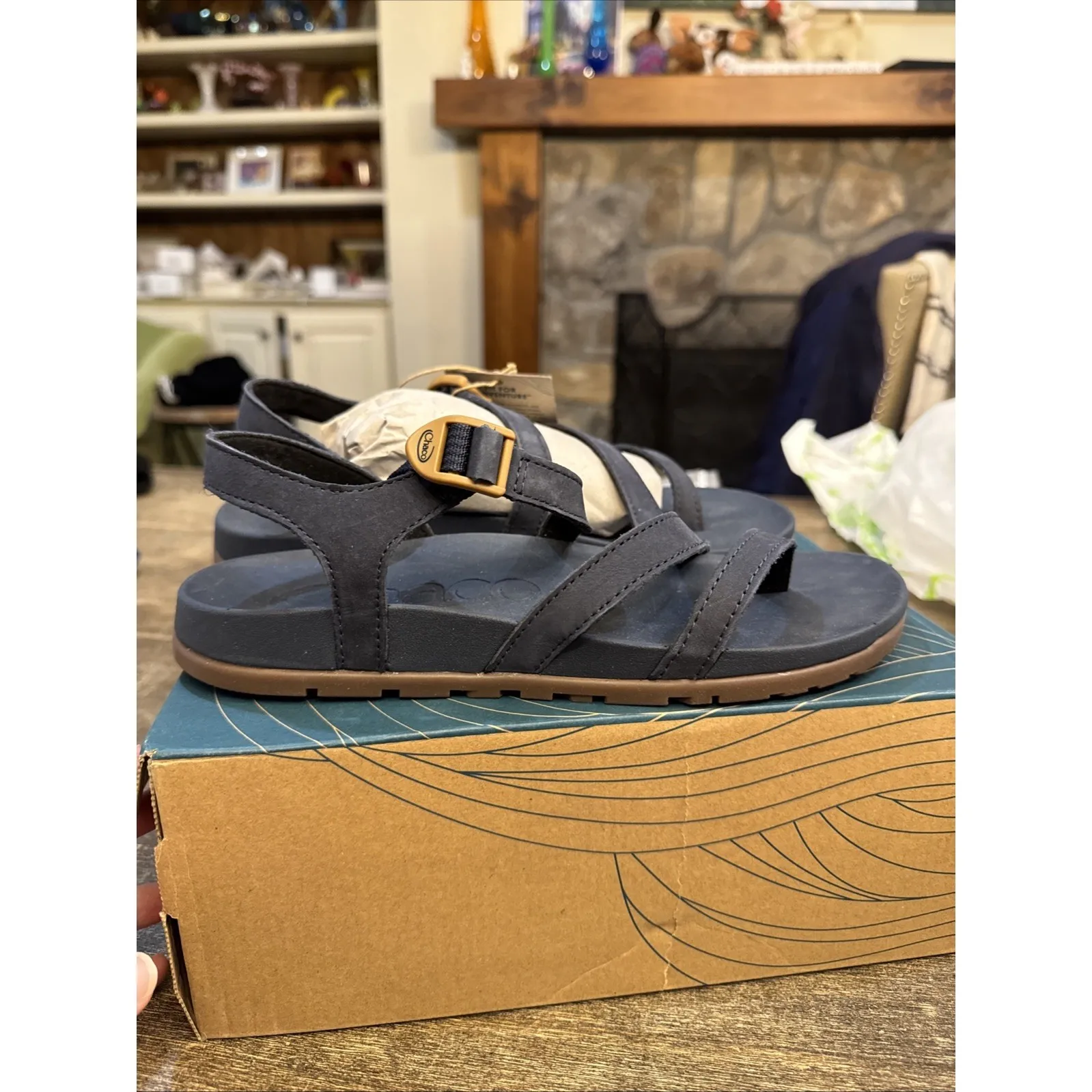 Chaco Women‎ Lowdown Strappy High Sandal Shoes Marine Blue Size 8 - Image 6